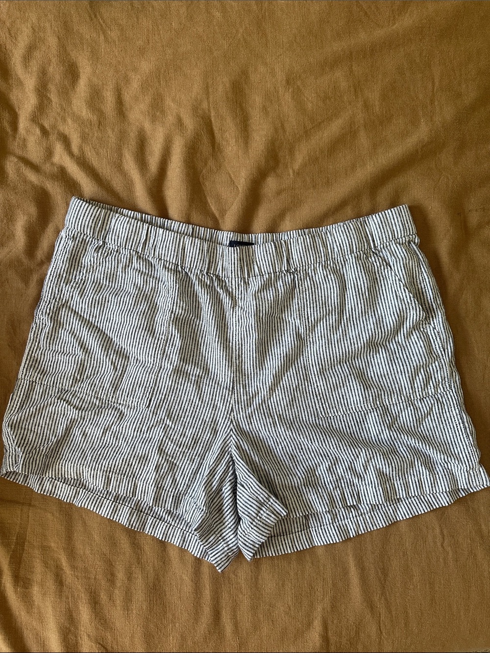 J. Crew Linen Gray & White Stripe Shorts